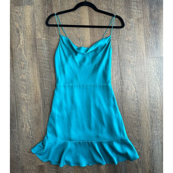 Intermix Parker Silk Mini Dress - Blue - Size 2 - Picture 2 of 8